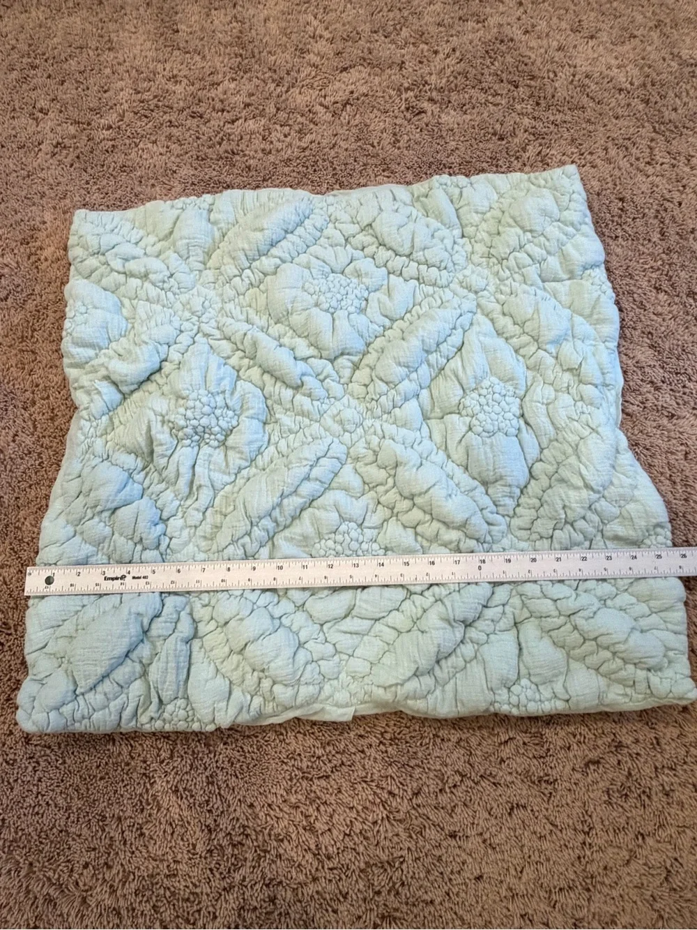 New Anthropologie everly cotton floral euro sham textured mint green blue cover